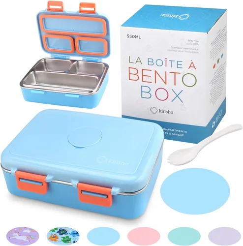 Vista 11 de Lonchera de acero inoxidable para bebés y niños, mini Bento, 3 secciones de porciones de metal ecológico, tapa a prueba de fugas, almuerzos