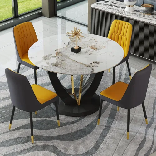 Vista 14 de gopop Juego de mesa de comedor redonda para 4, juego de mesa de comedor