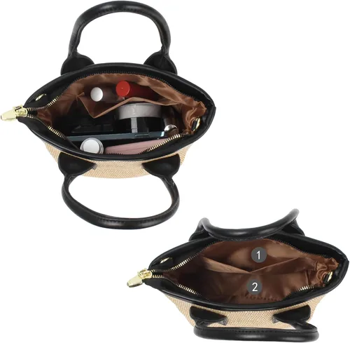 Vista 5 de Goclothod Bolsos de moda Bolso de paja tejido para mujer, bolso de mano de playa de verano