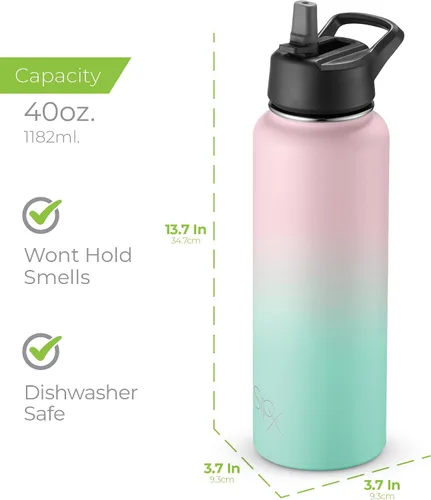 Vista 149 de SIPX™ Botella de Agua Aislada de 18 oz con 3 Tapas – Acero Inoxidable a Prueba de Fugas, Triple Aislamiento – Frío 24 Horas/Caliente 12 Horas – Negro