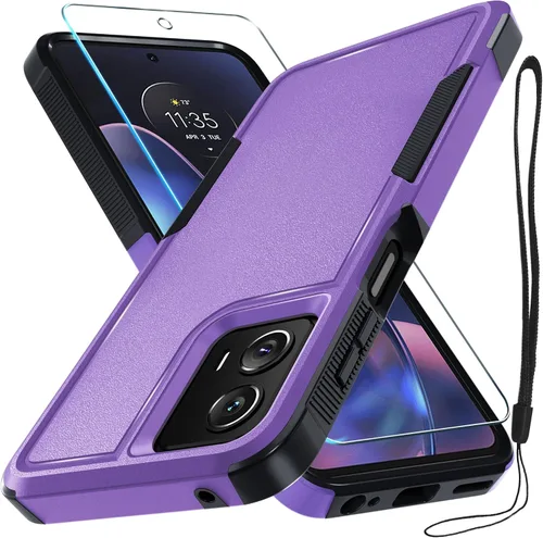 Vista 50 de Funda compatible con Moto G 5G 2024, cuerpo completo, resistente, resistente, a prueba de golpes, con correa de cordón, protector de pantalla