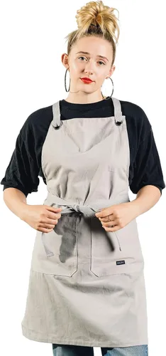 Vista 7 de Caldo Delantal de cocina Crossback para cocinar (negro)