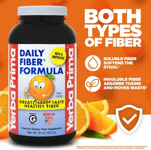 Vista 4 de Yerba Prima Daily Fiber Formula 16 oz (paquete de 2) – Suplemento de fibra dietética premium, sin OMG, sin gluten, fabricado en los Estados Unidos