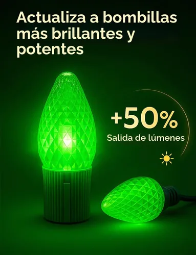 Vista 3 de Popotan C-9 Luces LED de Navidad para Exteriores, 33 Pies 50 LEDs Luces de Cadena RGB Inteligentes con Control Remoto de Aplicación, 108 Modos