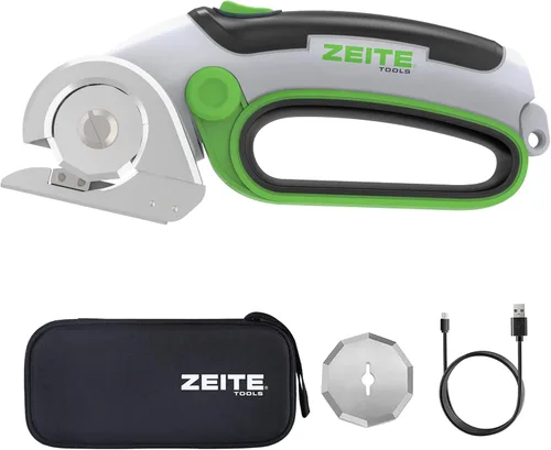 Vista 9 de ZEITE Tijeras eléctricas inalámbricas de 4 V con 2 cuchillas, 1 estuche de almacenamiento, 1 cable de carga USB, cortador giratorio para caja