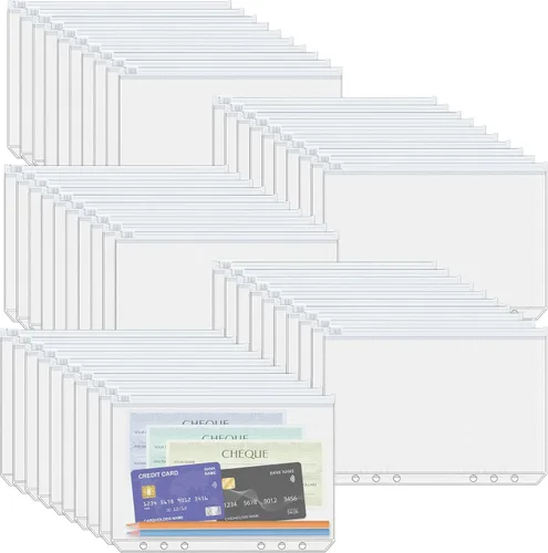 Vista 9 de Antner 20 piezas de bolsillos para carpeta A5 con 6 agujeros, insertos para planificador de presupuesto, sobres para rellenar con efectivo