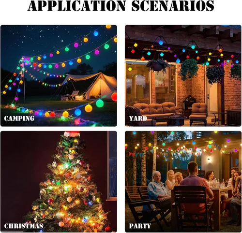 Vista 5 de LiuZpatial Luces de Navidad Inteligentes de Globo para Interiores, 33 pies 100 Luces de Hadas LED de Globo Enchufables, Aplicación y Control Remoto