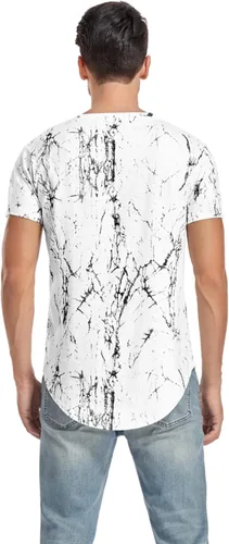 Vista 5 de Aiyino Men's Hipster Hip Hop Ripped Round Hemline Pattern Print T Shirt