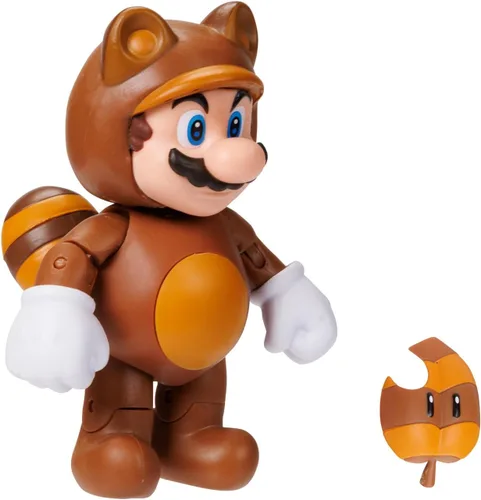 Vista 3 de Super Mario Figuras de acción de 4" Tanooki Mario con hoja