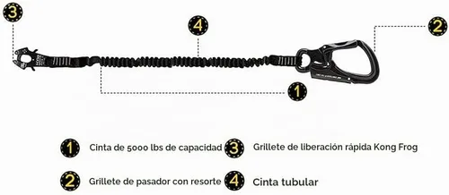 Vista 4 de Fusion Tactical ProGlide - Cordón elástico de 4 pies con grillete de rana Kong, 23 kN, negro, 48 pulgadas
