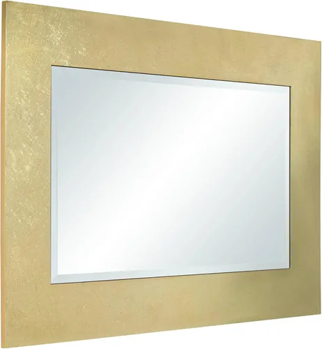 Vista 6 de Noble Park Jeneva - Espejo de pared rectangular decorativo de vidrio biselado moderno con marco de madera de hoja dorada brillante, 27 pulgadas
