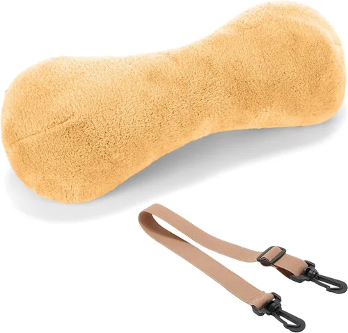 Vista 18 de Colingmill 1 almohada de cuello para reposacabezas reclinable, almohada en forma de hueso, felpa con correa ajustable, soporte para el cuello y Negro