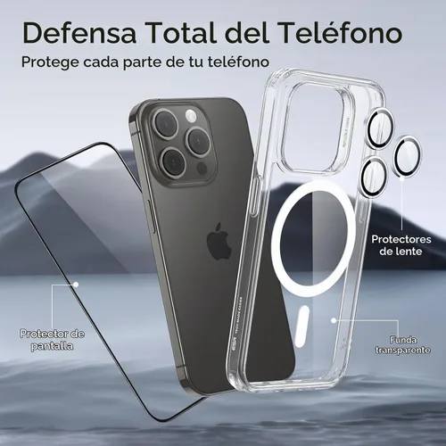 Vista 8 de ESR Serie Classic Juego de fundas para iPhone 15, 1 protector de pantalla de vidrio templado, 1 juego de protectores de lente, MagSafe, resistente