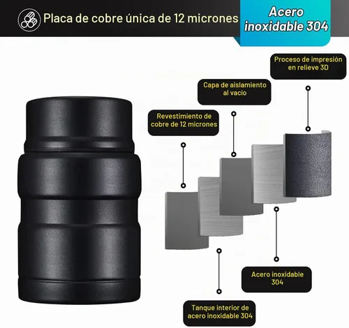 Vista 3 de Charcy Termo de 17oz para alimentos calientes, contenedor de comida aislado para almuerzo con cuchara plegable QB - Negro