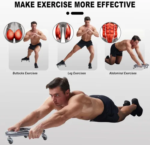 Vista 10 de HOTWAVE Rueda de rodillo de abdominales para entrenamiento de núcleo, equipo de ejercicio abdominal extra ancho para abdominales, brazos y espalda
