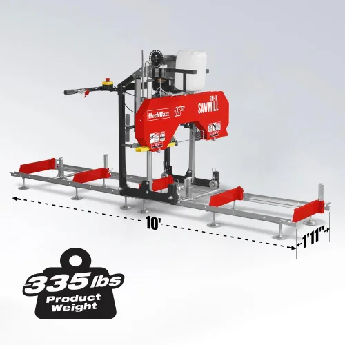 Vista 3 de MechMaxx Aserradero portátil de 18'', motor de gasolina DUCAR 212cc 7HP, ancho de tablero de 15'' y grosor de tablero de 7'', longitud de pista