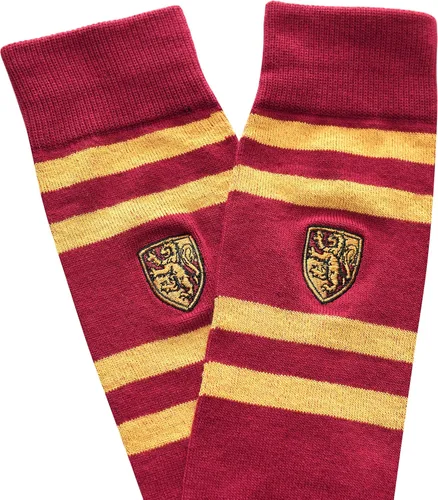 Vista 2 de Harry Potter Gryffindor - Calcetines a rayas para jóvenes y mujeres con escudo bordado