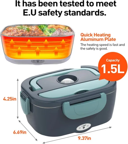 Vista 7 de APSARAS Fiambrera eléctrica de 60-80 W, calentador de alimentos, 3 en 1, ultra rápido, para adultos, calentador de alimentos portátil de 12 V/24