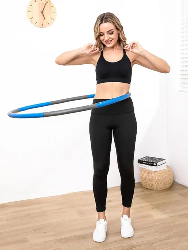 Vista 8 de Phobby Weighted Exercise Hoop for Adults, 2.2lb Detachable Fitness Hoop, Adjustable Hoop with Jump Rope, Tape Measure and Carry Bag, Home Gym Workout