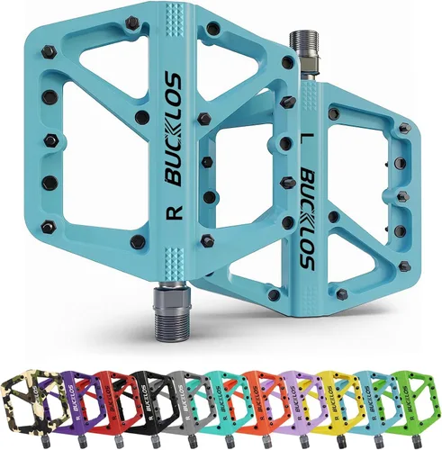 Vista 15 de BUCKLOS Pedales de Bicicleta de Montaña MTB Pedales Planos, Bicicleta de Carretera para Adultos Plataforma Grande Pedal Antideslizante de Nylon
