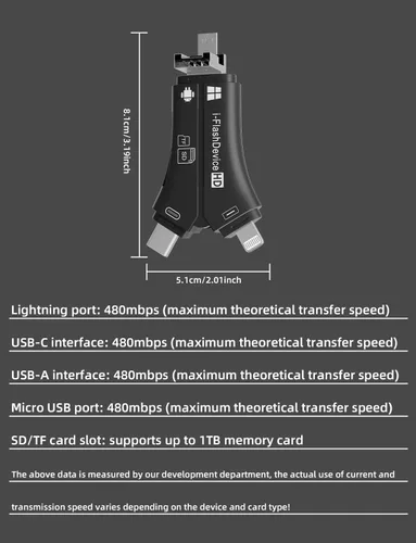 Vista 8 de Lector de tarjetas SD 4 en 1 para iPhone que lee ambas memorias SD TF simultáneamente, para cámara de sendero/visor de cámara de juego de caza