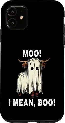 Vista 8 de iPhone 16 Funny Ghost Highland Cow Halloween Moo I Mean Boo Men Women Case