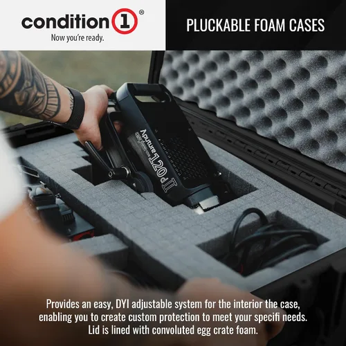 Vista 6 de Condition 1 Estuche rígido protector impermeable resistente grande de 25 pulgadas, Modelo 024, Caja de almacenamiento portátil con espuma