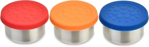 Vista 10 de LunchBots Recipientes de condimentos de acero inoxidable de 1.5 oz, 3 unidades florales