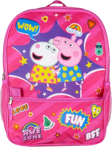 Vista 3 de Peppa Pig Mochila de viaje escolar para niñas con lonchera aislada desmontable