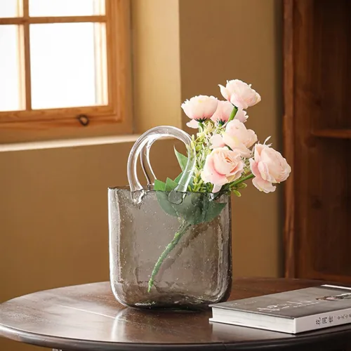 Vista 5 de Jarrones para decoración, florero de cristal para flores, bolso creativo de burbujas, florero, mini tanque de peces de cristal para centros de mesa