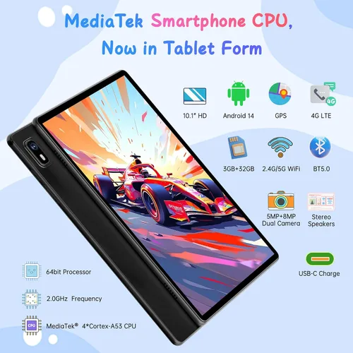 Vista 3 de HAOVM Tablet 10 pulgadas Android 14, 4G SIM desbloqueado, tableta infantil con ranura para tarjeta SIM, pantalla táctil IPS, procesador rápido