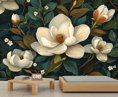 Vista 11 de Mural de pared floral retro, papel tapiz rústico floral de bar, flores abstractas 3D, impermeable, para cafetería, restaurante, sala de estar