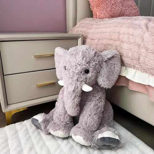 Vista 3 de Elefante de peluche grande de 19.2 pulgadas, juguete de elefante inteligente de felpa para niños, para niñas y mujeres, decoración de habitación Gris