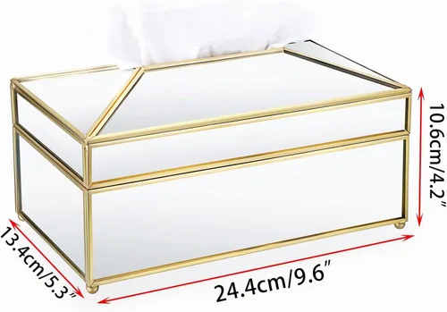 Vista 3 de Sumnacon Caja de pañuelos rectangular con espejo, soporte para caja
