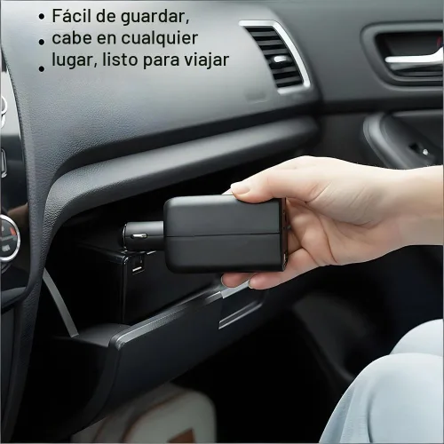 Vista 3 de HearGrow - Inversor de corriente de 100 W para vehículo: adaptador de cargador directo de encendedor de cigarrillos sin ventilador, negro