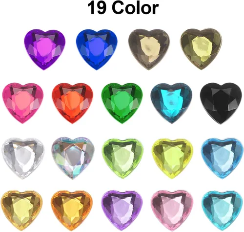 Vista 5 de MECCANIXITY 40 piezas de cuentas de acrílico con forma de corazón, 12 mm, con parte trasera plana, gemas de plástico para joyería, pegatinas