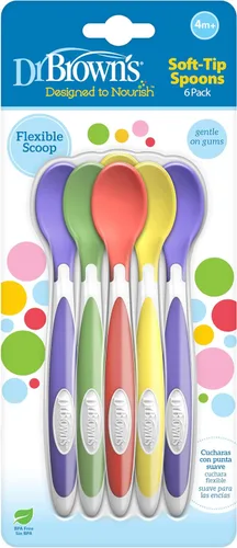 Vista 3 de Dr. Brown's Cucharas suaves para niños pequeños con mango largo para destete guiado por bebés, sin BPA (paquete de 72)