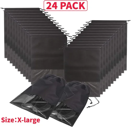 Vista 7 de 24 bolsas de viaje para zapatos no tejidas con cuerda para hombres y mujeres, grandes organizadores de bolsas de almacenamiento para zapatos