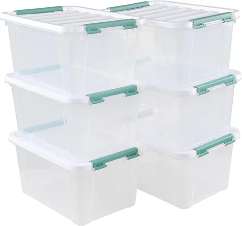 Vista 10 de Paquete de 6 cajas de almacenamiento transparentes de 14 L