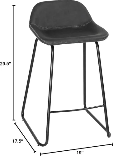 Vista 3 de Cortesi Home Ava - Taburetes de piel sintética color negro carbón (juego de 2)