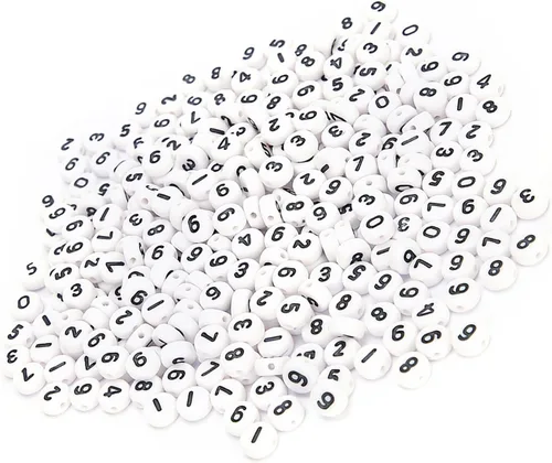 Vista 4 de Zunate 500 Pcs Acrylic Beads with Numbers 0-9 for DIY Jewelry Making, Craft Supplies, Handmade Bead Accessories
