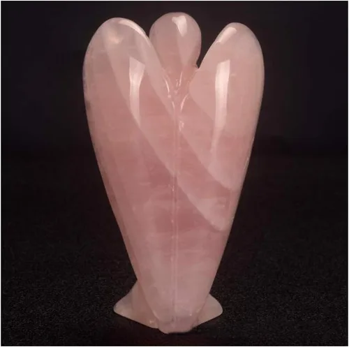 Vista 6 de Ángel de la guarda de cuarzo rosa de cristal curativo de 4 pulgadas, grandes figuras de piedras preciosas naturales talladas, escultura