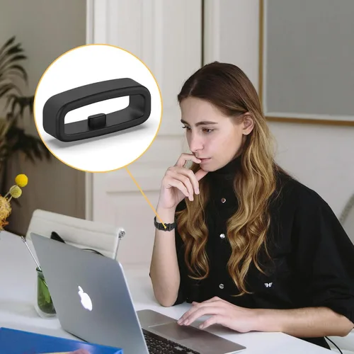 Vista 7 de Paquete de 6 anillos de sujeción compatibles con Fitbit Versa 4/3/2/Sense/Sense 2/Versa Lite/SE Band Keeper, correa de repuesto de silicona