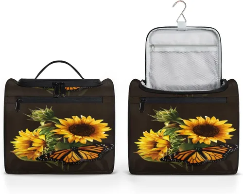 Vista 4 de cfpolar Animal Fox Flores Colgantes Neceser de Viaje Neceser Organizador de Maquillaje Bolsa de Almacenamiento de Cosméticos Baño Bolsa
