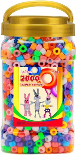 Vista 9 de IOOLEEM Cuentas de pony (2000 piezas, cuentas de pony negras), cuentas para hacer joyas, cuentas para manualidades, suministros para ensartar Negro