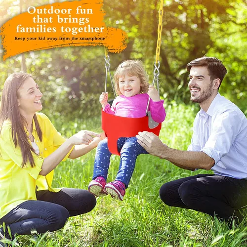 Vista 5 de Ktaxon Columpio de cubo para niños pequeños, asiento completo de cubo para niños con cadenas revestidas y ganchos de bloqueo, accesorios para patio