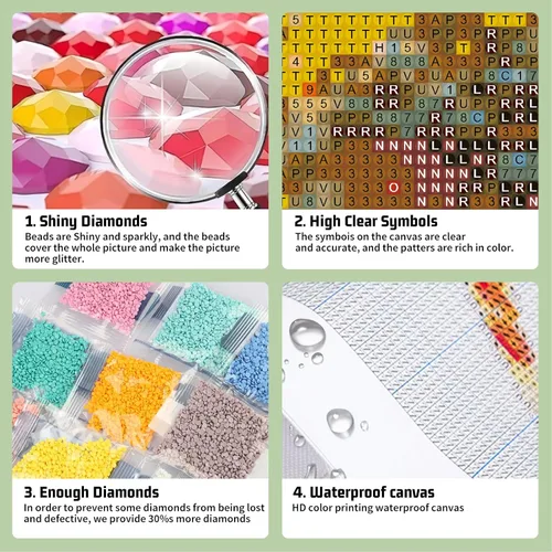 Vista 5 de Paquete de 6 kits de pintura de diamantes de animales para adultos, kits de arte de diamantes para adultos, kits de pintura de diamante 5D