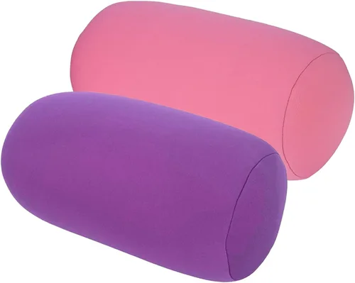 Vista 13 de 2 almohadas de microcuentas de 11.8 x 6.3 pulgadas, almohada cilíndrica para cuello, espalda y brazos, almohadas de viaje esponjosas para automóvil