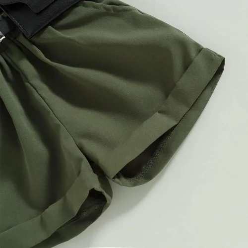 Vista 174 de TheFound Trajes de verano para niñas pequeñas, sin mangas, de punto acanalado, halter, pantalones cortos, ropa para recién nacidos, conjunto de 3
