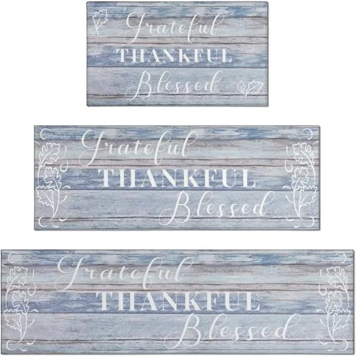 Vista 20 de Grateful Thankful Blessed - Juego de 2 alfombras de cocina antideslizantes beige y alfombrillas acolchadas cómodas para cocina, suelo de cocina